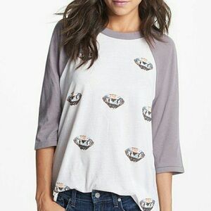 Wildfox “Diamonds are Forever” Raglan-Sleeve Top, size Medium NWT